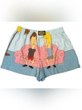 NWOT Universal Beavis & Butt-Head Boxers in Light Blue with Yellow Accent Sz Med